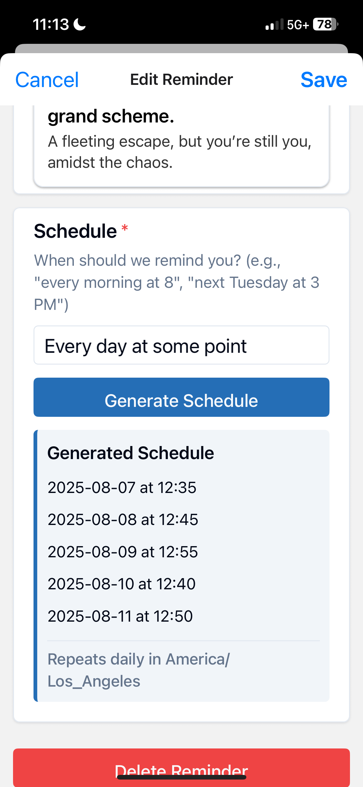 Schedule generation